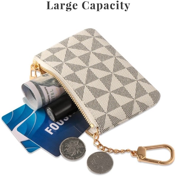 White Pattern Print Keychain Pouch - Picture 4 of 6